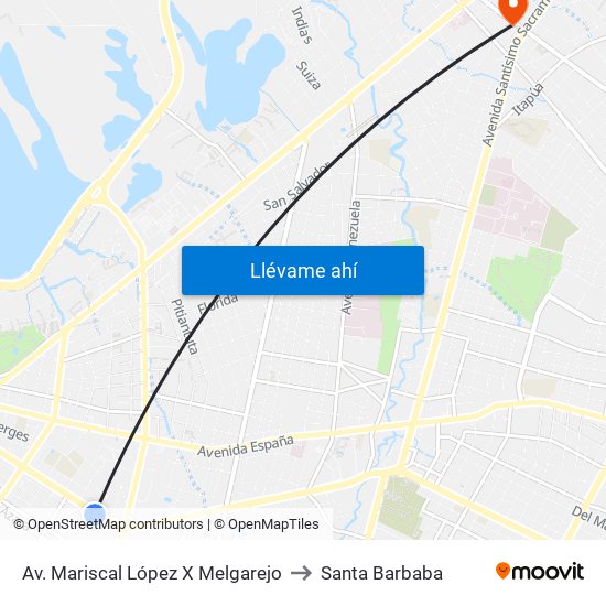 Av. Mariscal López X Melgarejo to Santa Barbaba map