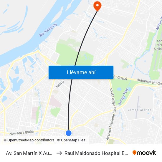 Av. San Martín X Austria to Raul Maldonado Hospital Equino map