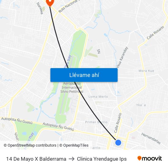14 De Mayo X Balderrama to Clinica Yrendague Ips map