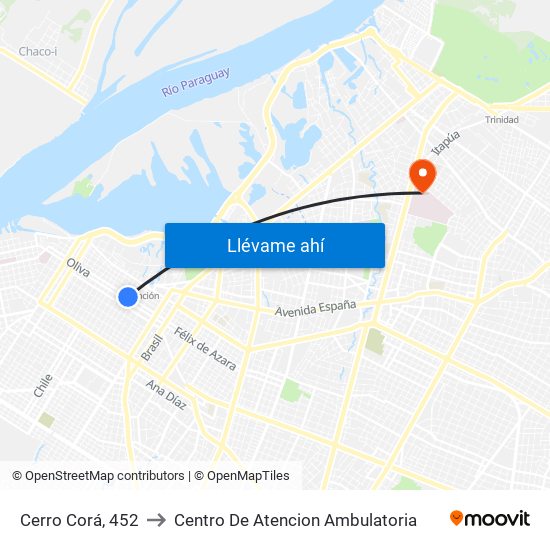 Cerro Corá, 452 to Centro De Atencion Ambulatoria map