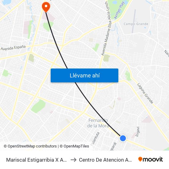 Mariscal Estigarribia X Atilio Galfre to Centro De Atencion Ambulatoria map