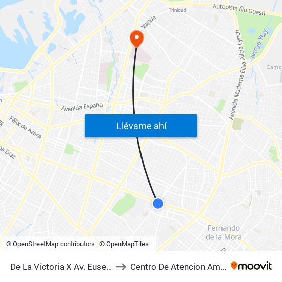 De La Victoria X Av. Eusebio Ayala to Centro De Atencion Ambulatoria map