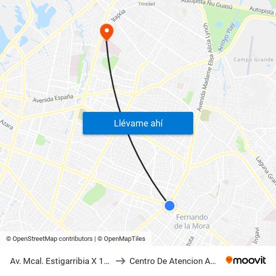 Av. Mcal. Estigarribia X 14 De Mayo to Centro De Atencion Ambulatoria map