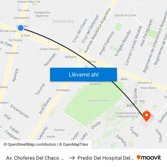 Av. Choferes Del Chaco X Av. Eusebio Ayala to Predio Del Hospital Del Barrio San Pablo map