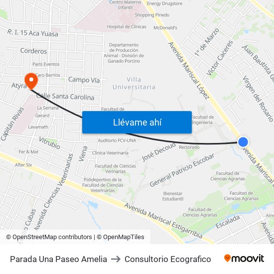 Parada Una Paseo Amelia to Consultorio Ecografico map