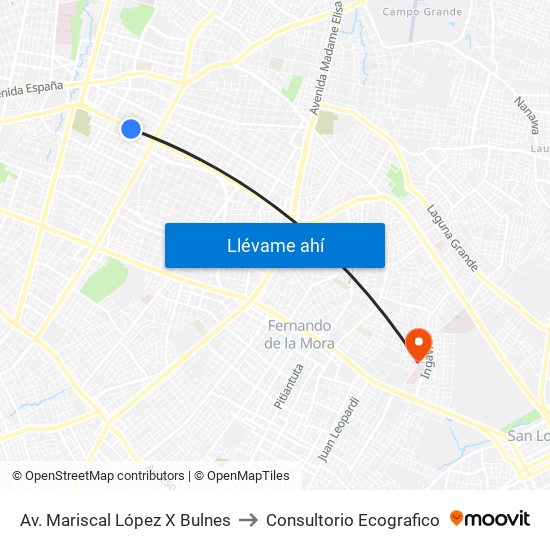 Av. Mariscal López X Bulnes to Consultorio Ecografico map