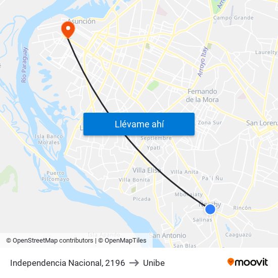 Independencia Nacional, 2196 to Unibe map