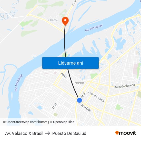 Av. Velasco X Brasil to Puesto De Saulud map