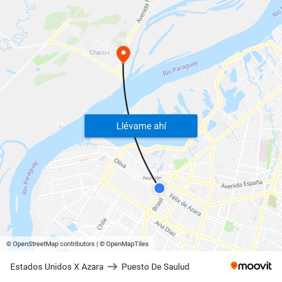 Estados Unidos X Azara to Puesto De Saulud map