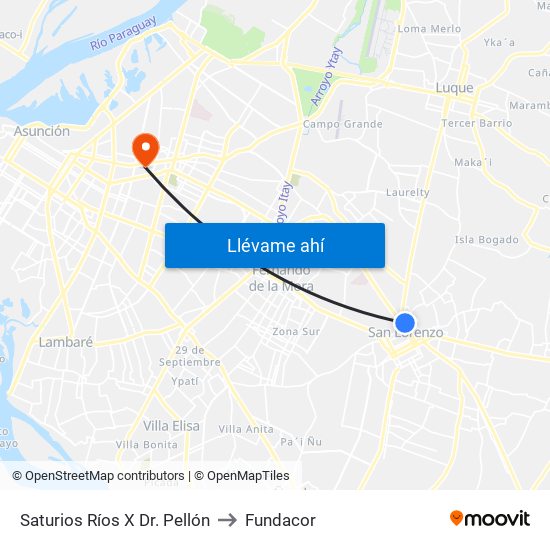 Saturios Ríos X Dr. Pellón to Fundacor map