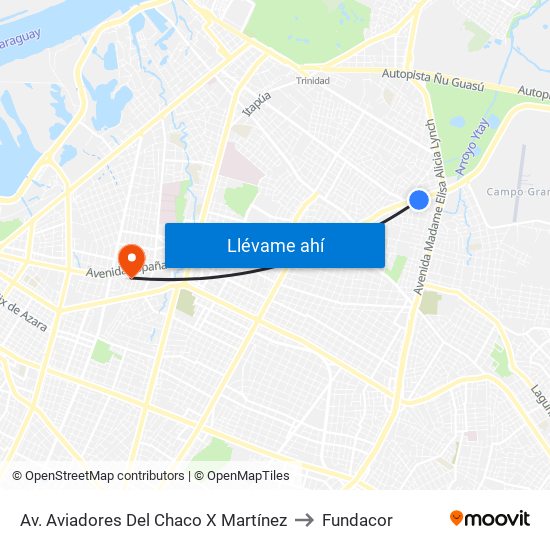 Av. Aviadores Del Chaco X Martínez to Fundacor map