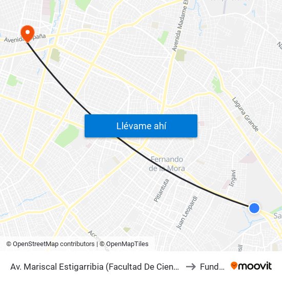 Av. Mariscal Estigarribia (Facultad De Ciencias Económicas) to Fundacor map