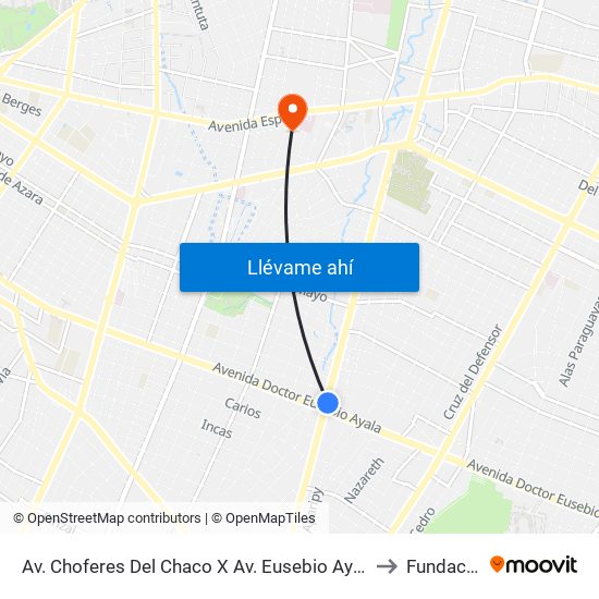 Av. Choferes Del Chaco X Av. Eusebio Ayala to Fundacor map