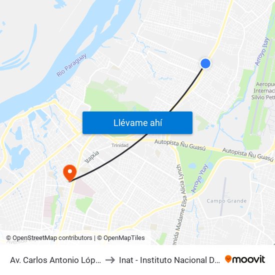 Av. Carlos Antonio López X Av. Eusebio Ayala to Inat - Instituto Nacional De Ablación Y Transplante map