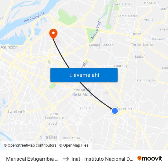 Mariscal Estigarribia X Av. Avelino Martínez to Inat - Instituto Nacional De Ablación Y Transplante map