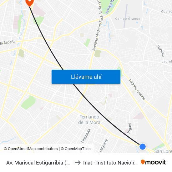 Av. Mariscal Estigarribia (Facultad De Ciencias Económicas) to Inat - Instituto Nacional De Ablación Y Transplante map
