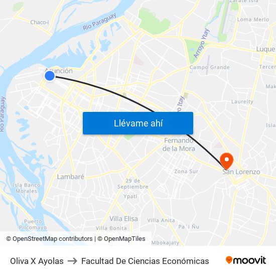 Oliva X Ayolas to Facultad De Ciencias Económicas map