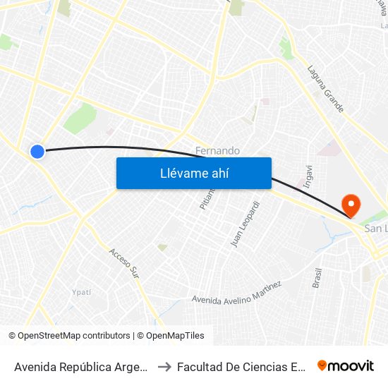 Avenida República Argentina, 3016 to Facultad De Ciencias Económicas map