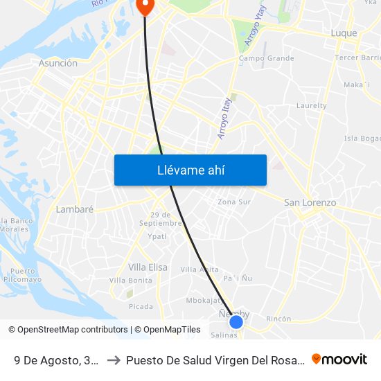 9 De Agosto, 345 to Puesto De Salud Virgen Del Rosario map