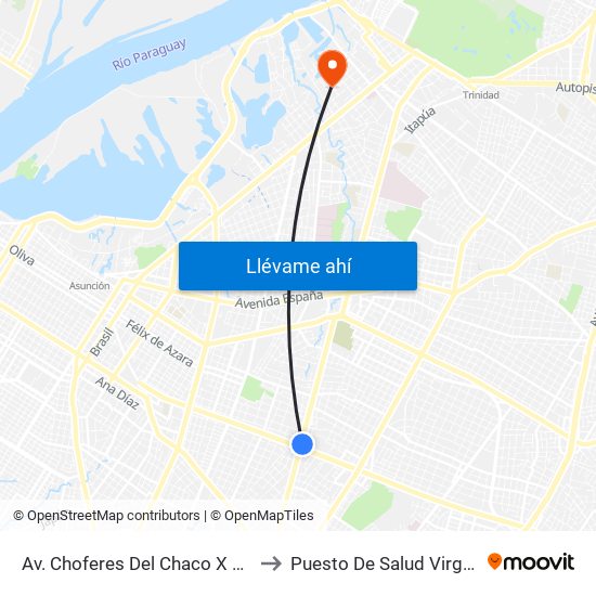 Av. Choferes Del Chaco X Av. Eusebio Ayala to Puesto De Salud Virgen Del Rosario map