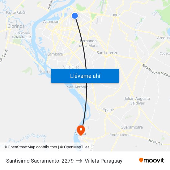 Santisimo Sacramento, 2279 to Villeta Paraguay map