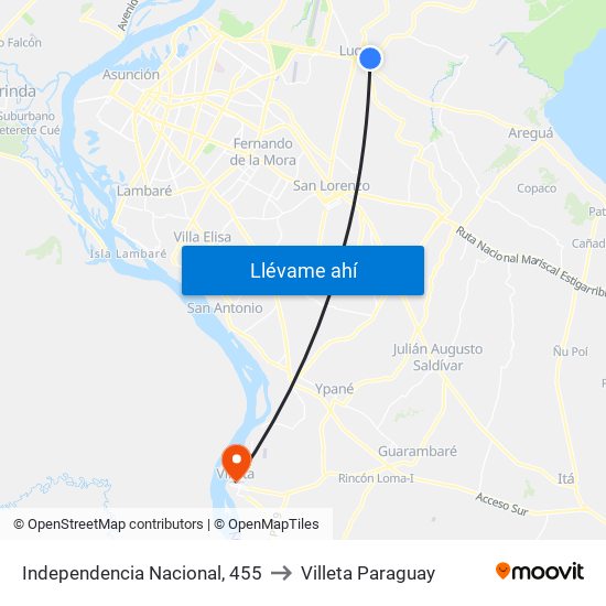 Independencia Nacional, 455 to Villeta Paraguay map