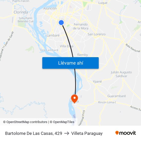 Bartolome De Las Casas, 429 to Villeta Paraguay map
