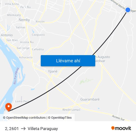 2, 2601 to Villeta Paraguay map