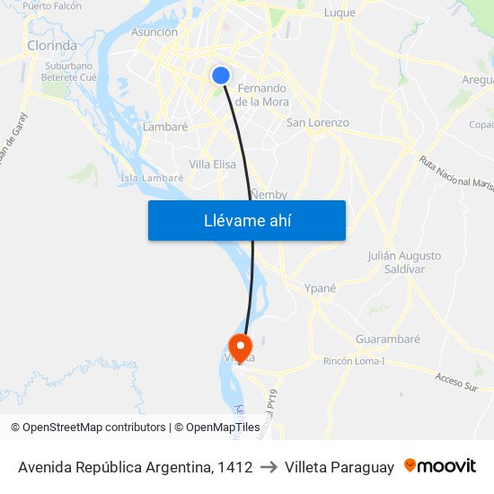 Avenida República Argentina, 1412 to Villeta Paraguay map