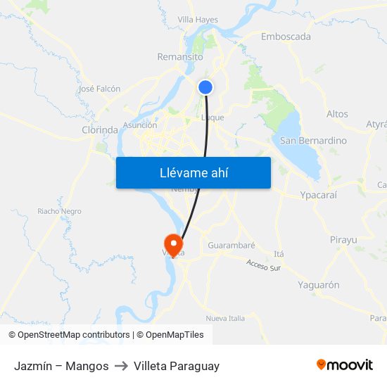 Jazmín – Mangos to Villeta Paraguay map