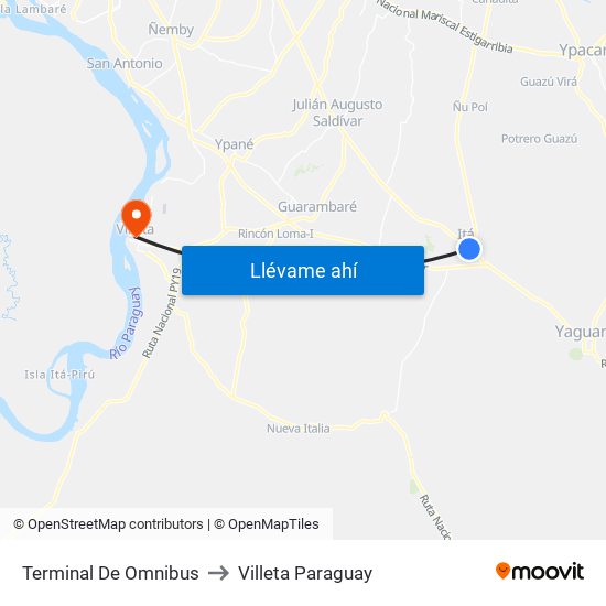 Terminal De Omnibus to Villeta Paraguay map