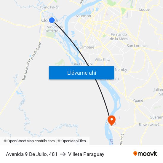 Avenida 9 De Julio, 481 to Villeta Paraguay map
