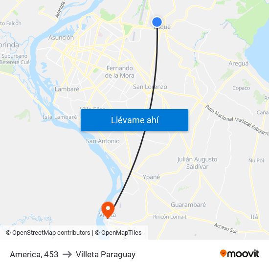 America, 453 to Villeta Paraguay map