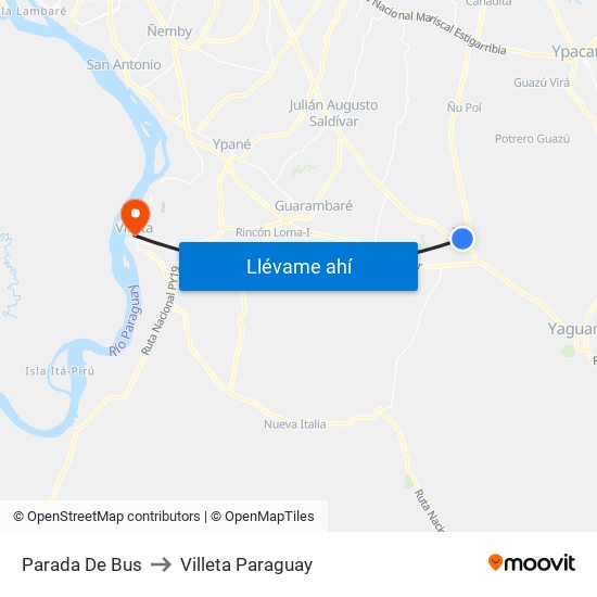 Parada De Bus to Villeta Paraguay map