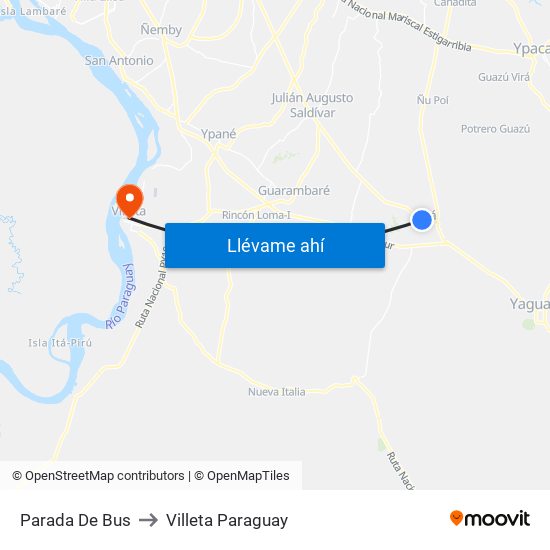 Parada De Bus to Villeta Paraguay map