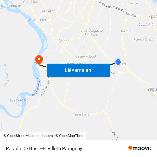 Parada De Bus to Villeta Paraguay map