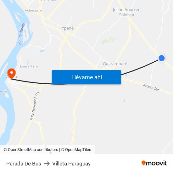 Parada De Bus to Villeta Paraguay map