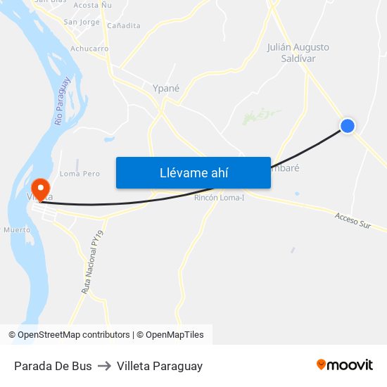 Parada De Bus to Villeta Paraguay map