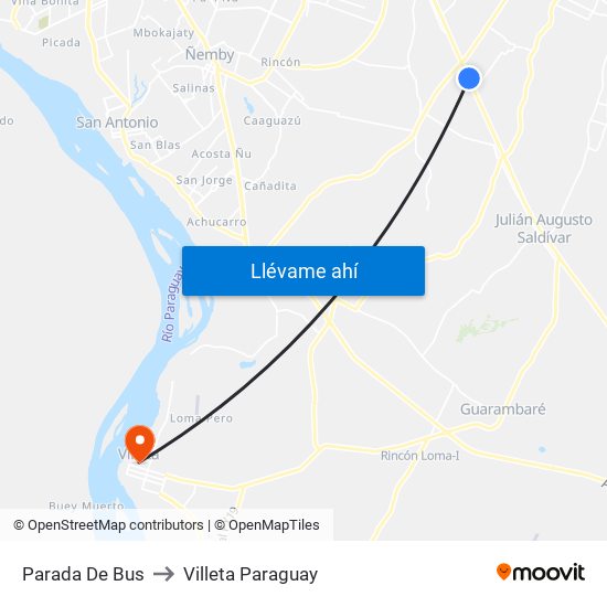 Parada De Bus to Villeta Paraguay map