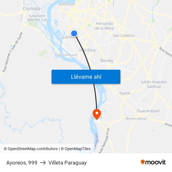 Ayoreos, 999 to Villeta Paraguay map