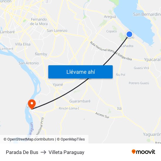 Parada De Bus to Villeta Paraguay map