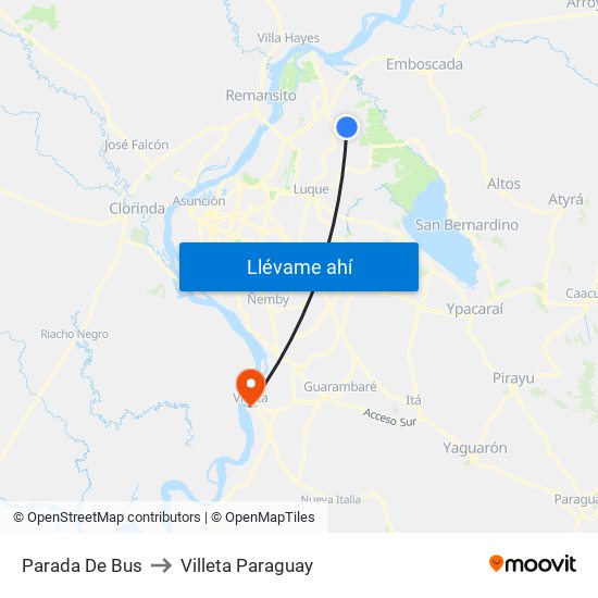 Parada De Bus to Villeta Paraguay map