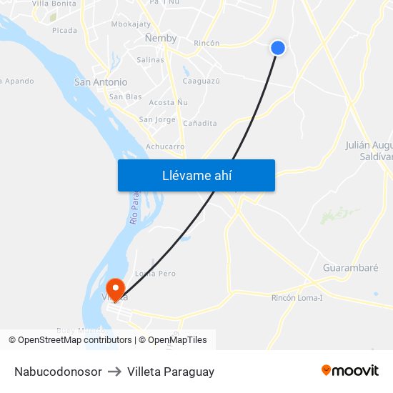 Nabucodonosor to Villeta Paraguay map