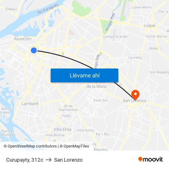 Curupayty, 312c to San Lorenzo map
