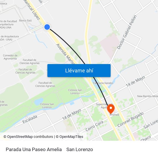 Parada Una Paseo Amelia to San Lorenzo map
