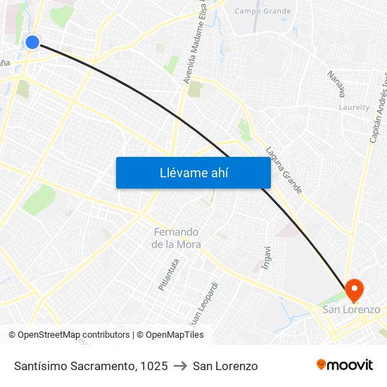 Santísimo Sacramento, 1025 to San Lorenzo map