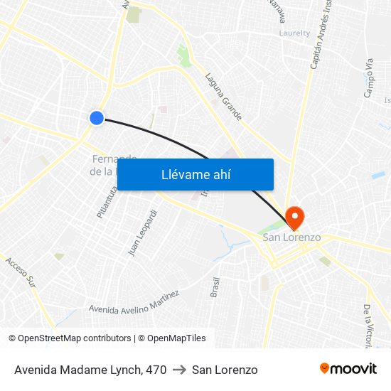 Avenida Madame Lynch, 470 to San Lorenzo map