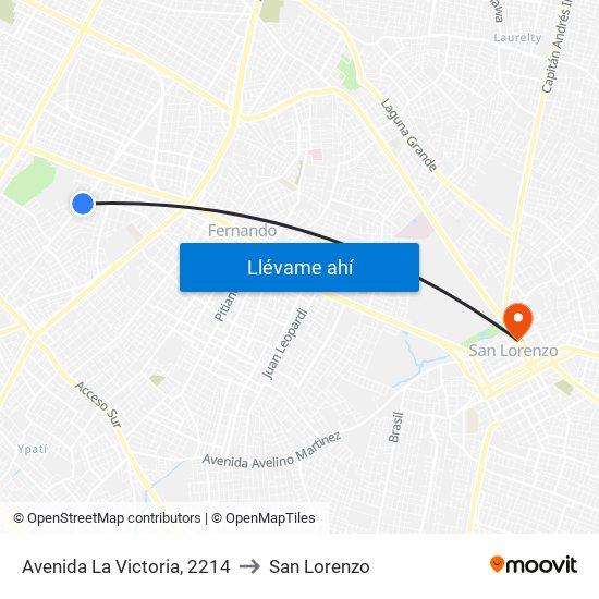 Avenida La Victoria, 2214 to San Lorenzo map