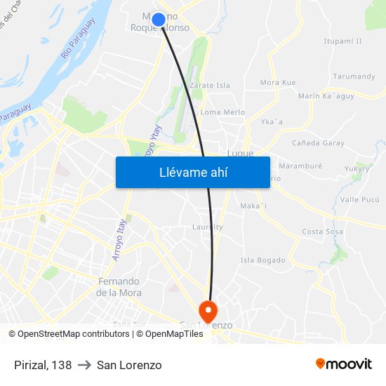 Pirizal, 138 to San Lorenzo map