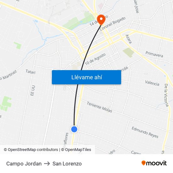 Campo Jordan to San Lorenzo map
